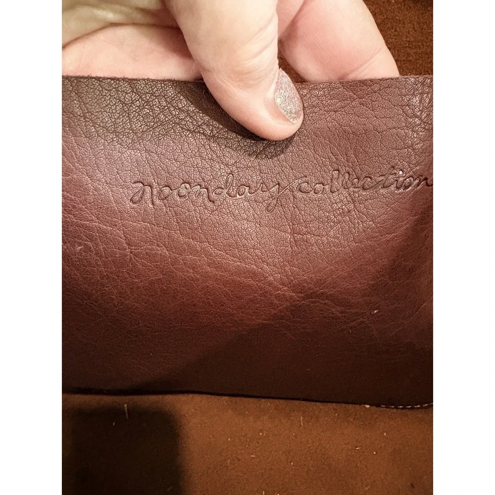 Noonday Collection Rustic Leather Tote Shoulder Bag Cognac Studded Leather Large
